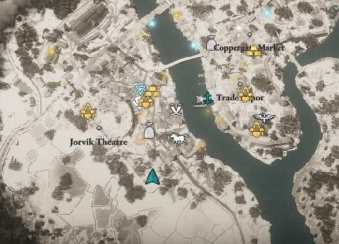 Контора Незримых в Йорвике на карте мира Assassin’s Creed: Valhalla