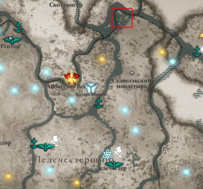 Крепость Темплборо на карте мира Assassin’s Creed: Valhalla