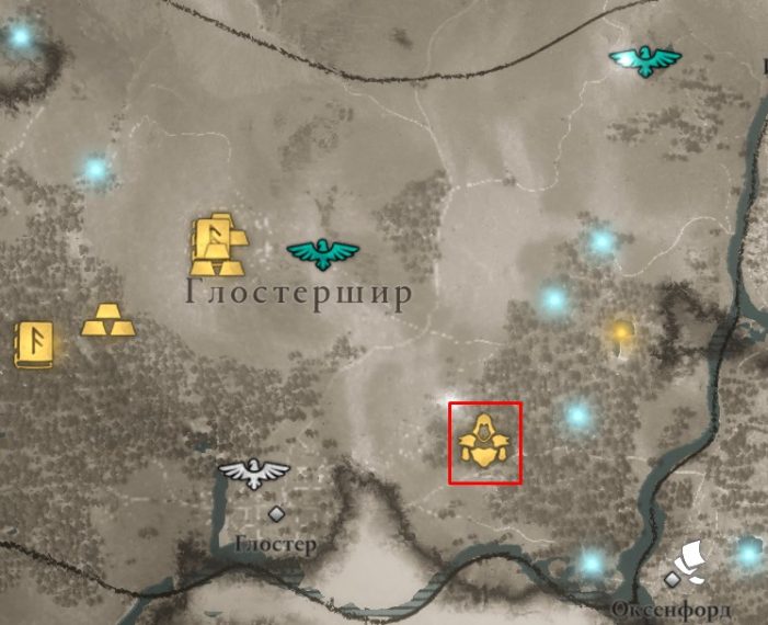 Местонахождение Щита Морриган на карте мира Assassin’s Creed: Valhalla