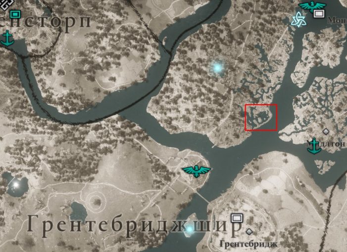 Местонахождение Топора хускерла на карте мира Assassin’s Creed: Valhalla