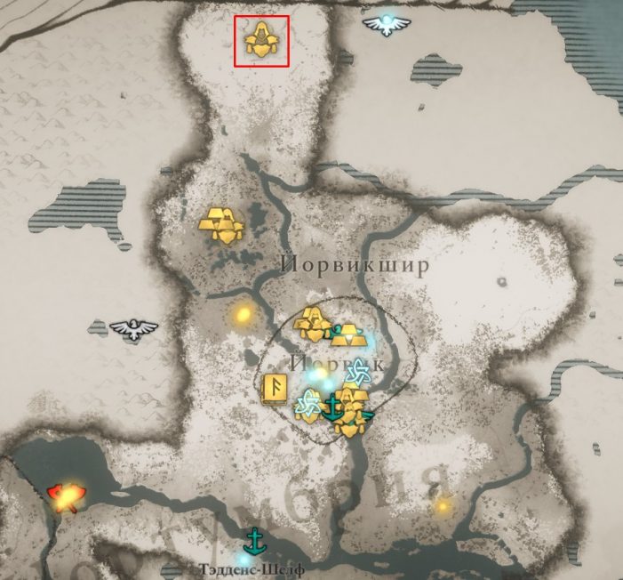 Местонахождение Топора Лагерты на карте мира Assassin’s Creed: Valhalla