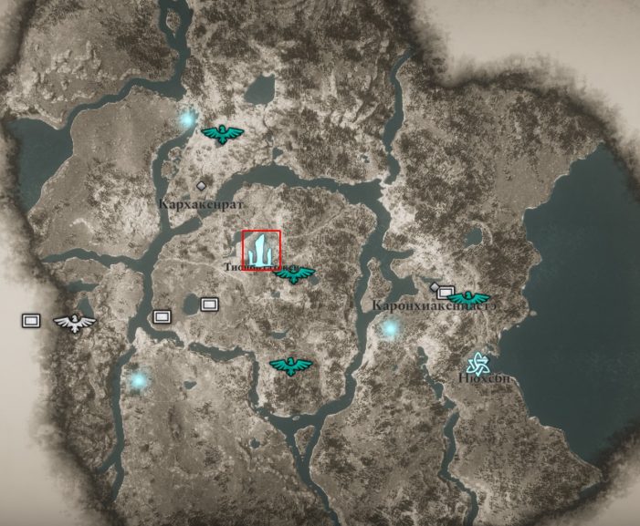 Священный камень в Винланде Тиононтатекен на карте Assassin’s Creed: Valhalla