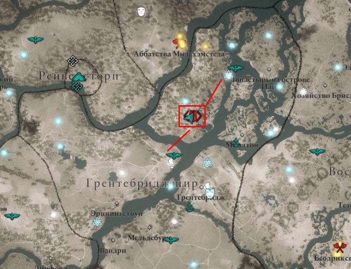 Ревнитель Эорфорвин на карте мира Assassin's Creed: Valhalla