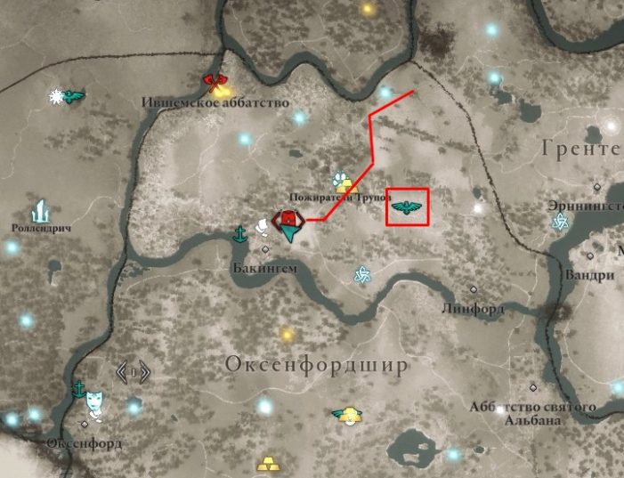 Ревнитель Хорса на карте мира Assassin's Creed: Valhalla