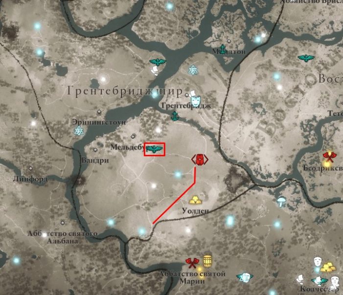 Ревнитель Кендалл на карте мира Assassin's Creed: Valhalla